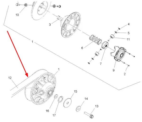 Oryginalny pasek napędowy,stosowany w quadach Sportsman, Scrambler marki Polaris schemat.