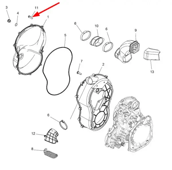 Oryginalna śruba obudowy wariatora, stosowana w quadach marki Polaris schemat.
