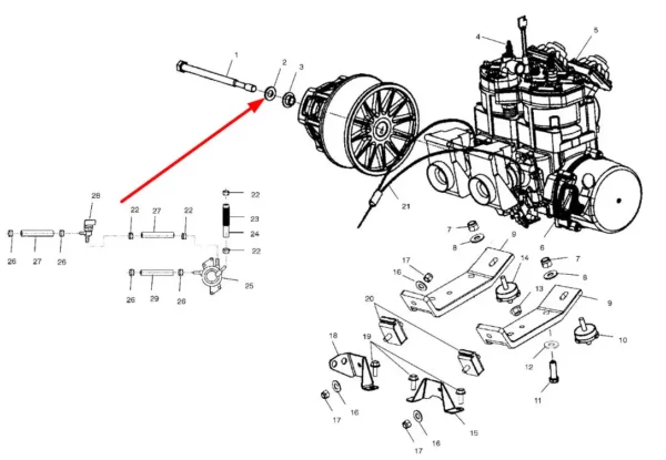 Oryginalna podkładka do montażu silnika, stosowana w quadach marki Polaris schemat.