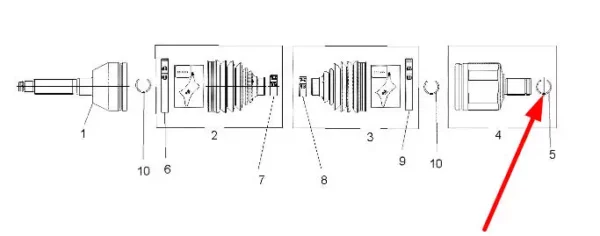 Oryginalny pierścień zabezpieczający wałka półosi o numerze katalogowym 7670092 stosowany w quadach marki Polaris schemat.