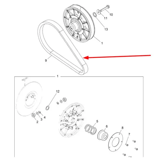 Oryginalny pasek napędowy, stosowany w quadach marki Polaris schemat