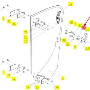 Oryginalne mocowanie klamki o numerze katalogowym 101954140, stosowane w kombajnach zbożowych marki Rostselmash schemat.