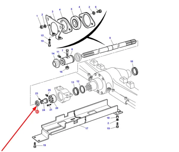 Pierścień simering osi przedniej o wymiarach 65 x 85 x 10 mm i numerze katalogowym 3715982M1, stosowany w ciągnikach rolniczych marki Massey Ferguson schemat.