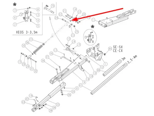 Oryginalny kołek sprężysty o wymiarach 20 x 16 mm i numerze katalogowym 590908, stosowany w siewnikach zbożowych marki Sulky. schemat