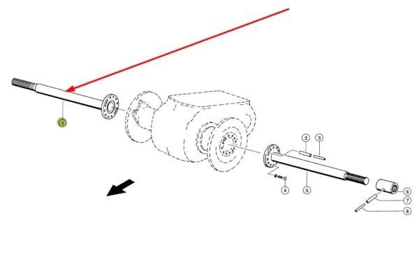 Oryginalny wał kołnierzowy napędu jezdnego o numerze katalogowym 769351.0, stosowany w kombajnach zbożowych marki Claas schemat.
