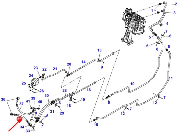 Oryginalny przewód hydrauliczny o numerze katalogowym H835920032020, stosowany w ciągnikach rolniczych marki Fendt schemat.