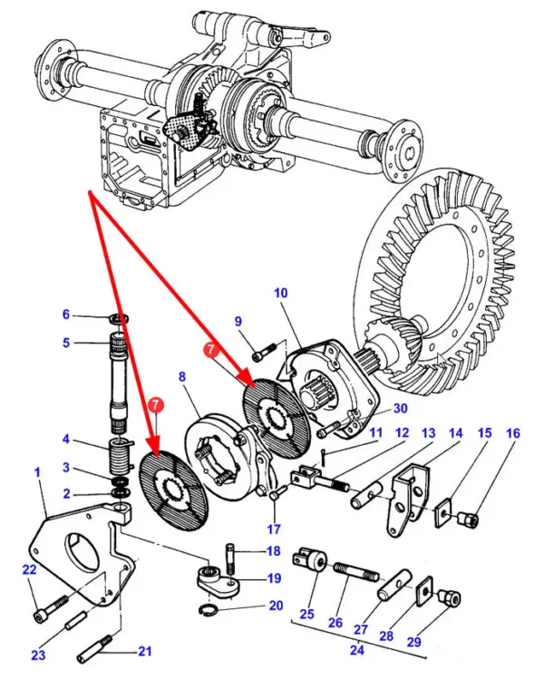 Tarcza hamulcowa marki Sparex o wymiarach 144.5 x 25 x 3.6 mm, wieloklin 24 i numerze katalogowym 42141, stosowana w ciągnikach rolniczych marki Massey Ferguson schemat