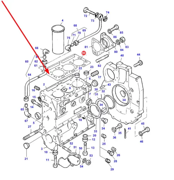 Uszczelka głowicy silnika o numerze katalogowym 112211, stosowana w ciągnikach rolniczych marki Massey Ferguson schemat.