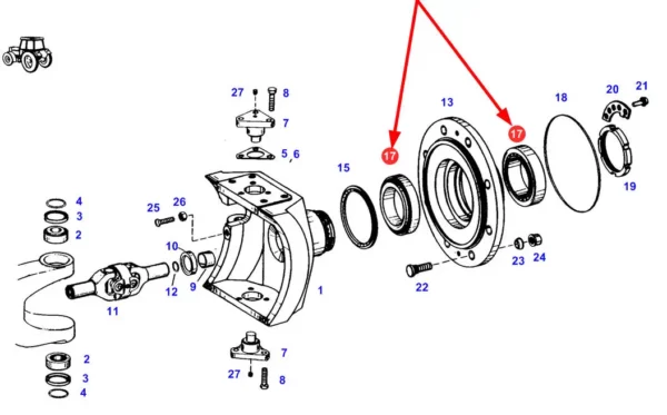 Łożysko stożkowe calowe o wymiarach 100 x 145 x 24 o oznaczeniu JP10049A/JP10010 marki Timken, stosowane w ciągnikach rolniczych marek Fendt oraz Massey Ferguson schemat.