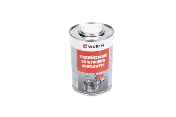 Oryginalny rozcieńczalnik do wyrobów akrylowych marki Wurth o numerze katalogowym 0823410001 i opakowaniu o pojemności 1 litra.