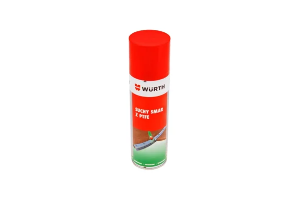Suchy preparat smarny PTFE w sprayu marki Wurth o pojemności 300 ml i numerze katalogowym 08935500376.