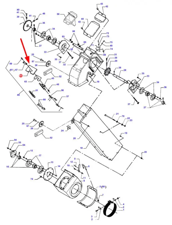 Łopatka gumowa łańcucha elewatora 150 x 95 x 10 o numerze 525D28580137, stosowana jako zamiennik oryginalnych części, montowana w kombajnach zbożowych marki Massey Ferguson i Fendt.