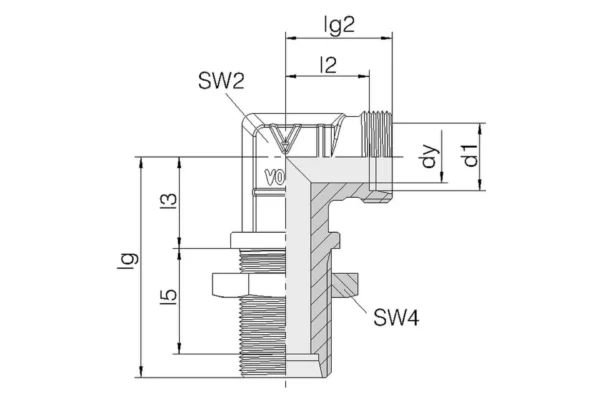 Voss Złącze kolankowe grodziowe M14x1.5 8L