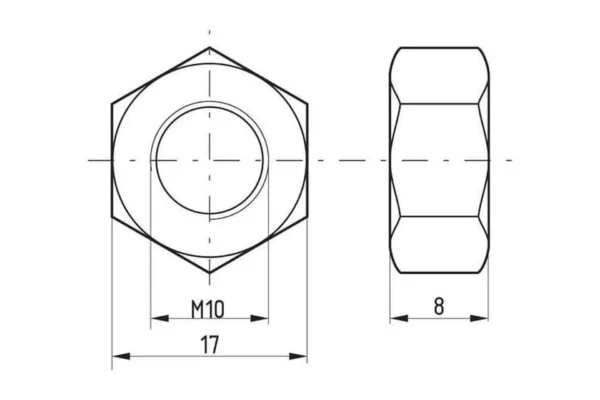 Towar Nakrętka sześciokątna DIN934 stalowa kl. 8 M10x1.50 Towar