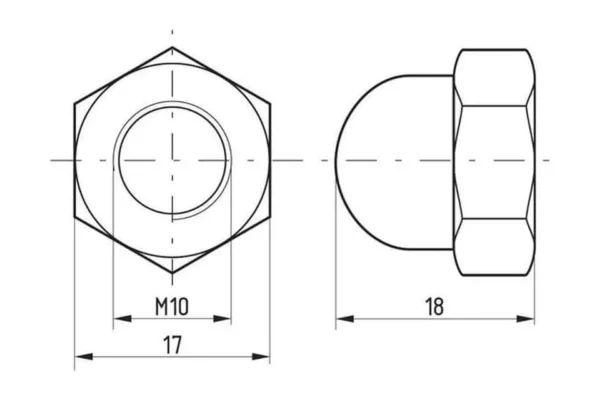 Towar Nakrętka kołpakowa DIN1587 stalowa ocynk kl. 6 M10x1.50 Towar