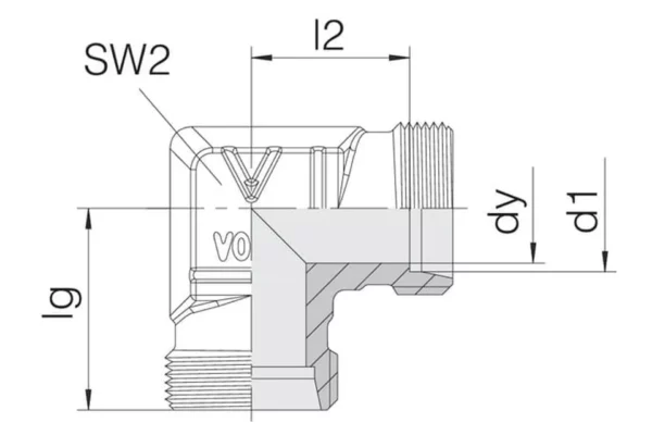 Voss Złącze kolankowe M16x1.5 8S