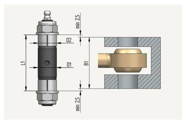 LT Extenderbolt Sworzeń zaciskowy O20x70mm tuleja O20mm otwór przelotowy