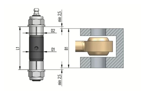 LT Extenderbolt Sworzeń zaciskowy O20x70mm tuleja O20mm otwór przelotowy