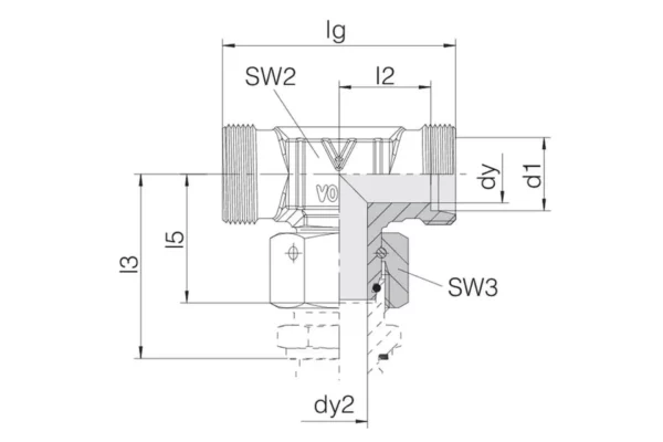 Voss Złącze trójnikowe z nakrętką symetryczne M16x1.5 8S