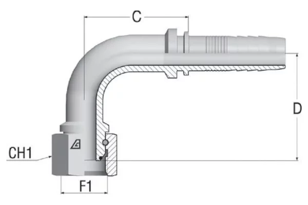 Alfagomma Końcówka węża DKR-NS BSP 90°, DN50 2"