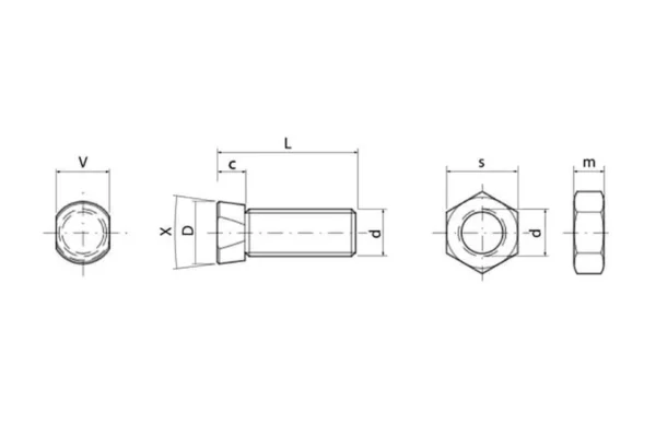 Towar Śruba stożkowa dwustronnie ścięta, kl. 12.9 M12 x 34 mm z nakrętką