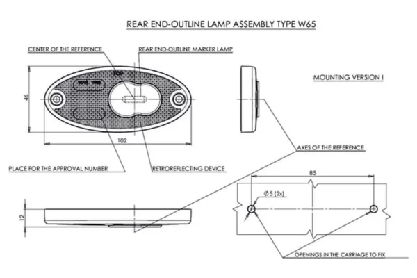 Waś Lampa obrysowa LED, owalna, 12/24V pomarańczowa/czerwona, przykręcana Waś