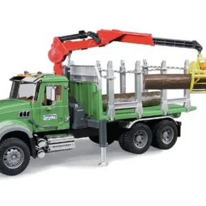 Zabawka ciężarówka do przewozu drewna z żurawiem Mack Granite