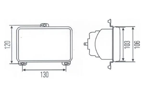 Hella Element optyczny reflektora, prostokątny 12/24V 130x106.9 mm Hella