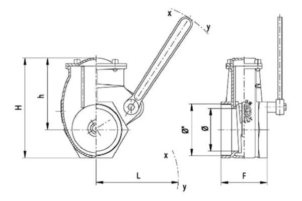 Zasuwa mosiężna mechaniczna 4" gwint wew.