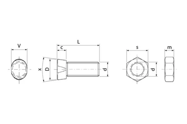 Non Original Śruba z łbem owalnym kl.12.9, M12 x 37 mm