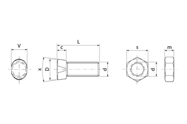 Non Original Śruba z łbem owalnym kl.12.9, M12 x 45 mm