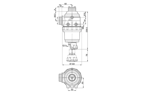 Arag Filtr zasysający 100-160 l 1 1/2" AG