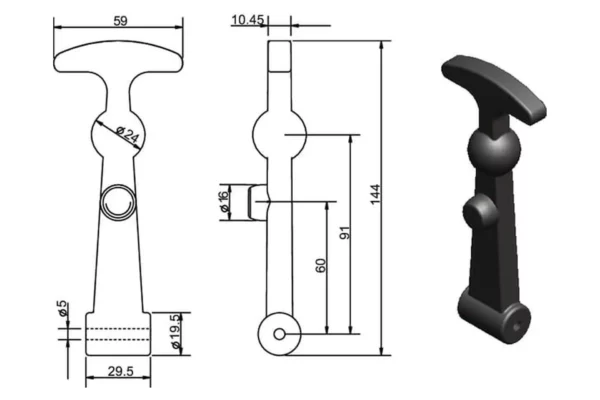 Towar Uchwyt pokrywy 145 mm kpl.