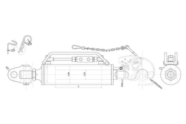 CBM Łącznik górny hydrauliczny kat. 3, CBM