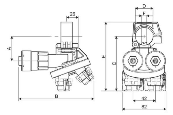 Arag Uchwyt dyszy 2+2-drożnej 25 mm Selejet