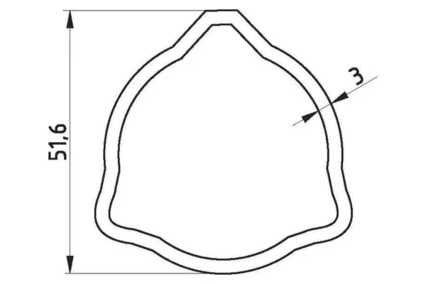 Comer Rura profilowana zewnętrzna trójkątna T50 O wew. 45.6 O zew. 51.6x3 mm L=0.66 m Comer