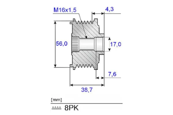 LuK Koło pasowe alternatora, ze sprzęgłem jednokierunkowym odstęp 7.6 mm