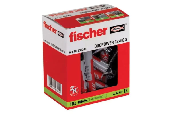 Fischer Kołek rozporowy Duopower 12x60 mm z wkrętem S op. 10 szt.
