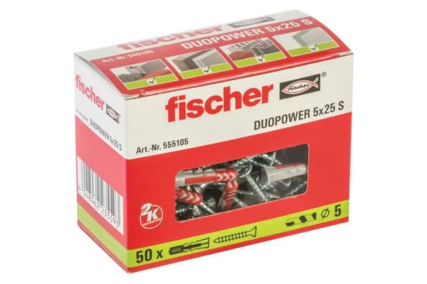 Fischer Kołek rozporowy Duopower 5x25 mm z wkrętem S 50 szt.
