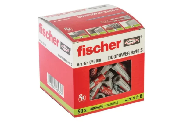 Fischer Kołek rozporowy Duopower 8x40 mm z wkrętem S 50 szt.