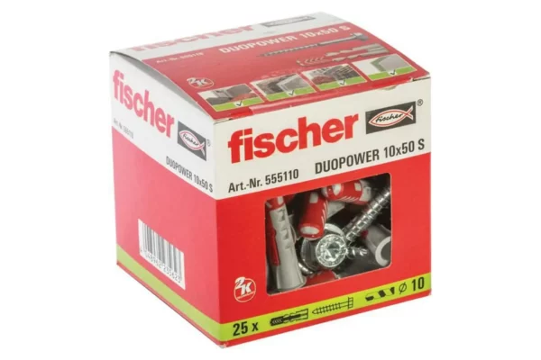 Fischer Kołek rozporowy Duopower 10x50 mm z wkrętem S 25 szt.