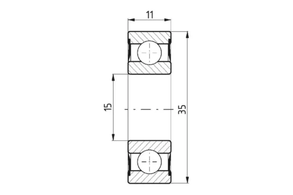 FŁT Łożysko kulkowe zwykłe 15x35x11 mm FŁT