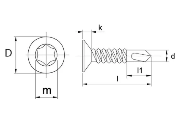 Towar Wkręt samowiercący 6.3x85 mm TX30 z łbem stożkowym, stal, DIN7504 Towar