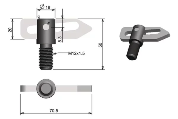 Towar Zatrzask plandeki, M12 x 1.5 x 25 mm fi 18 mm