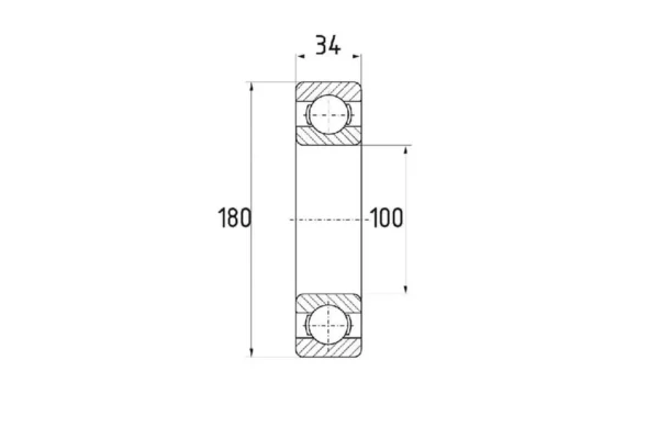 FŁT Łożysko kulkowe zwykłe 100x180x34 mm FŁT