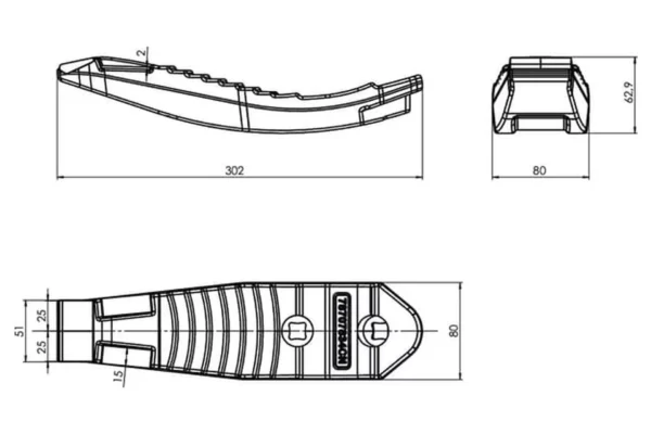 Towar Redliczka 302x80 mm wzmocniona wygięta, 2-otw. pasująca do Amazone Towar