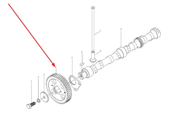 Oryginalne koło zębate wałka rozrządu o numerze katalogowym 4L22BT-02011, stosowane w ciągnikach rolniczych marek Arbos oraz Lovol. schemat