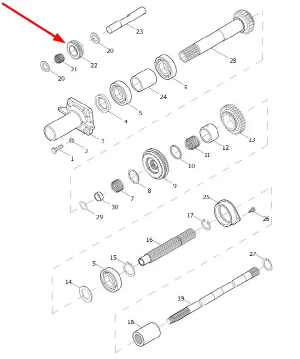 Oryginalne koło zębate o numerze katalogowym TE354.361T-11, stosowane w ciągnikach rolniczych marek Arbos oraz Lovol schemat.