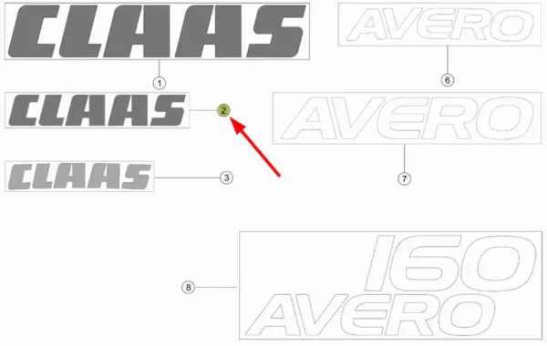Oryginalna naklejka Claas o numerze katalogowym 516486.1, stosowana w kombajnach zbożowych marki Claas schemat.