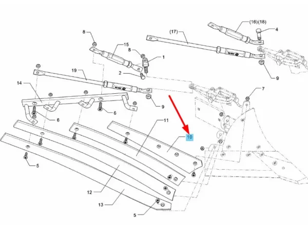 Oryginalna listwa odkładnicy o numerze katalogowym 3444010L, stosowana w pługach marki Lemken schemat.